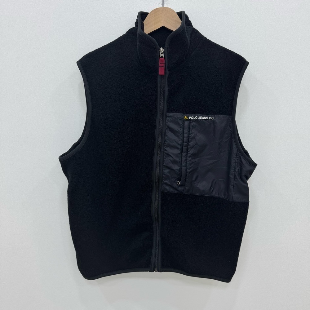 Polo Sport Ralph Lauren Vintage 90s Fleece Vest Mens Sz Medium black Hong Kong